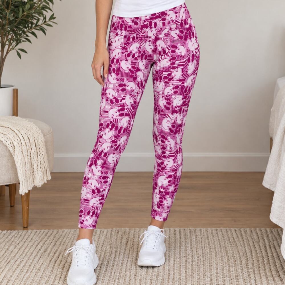 Lularoe Mickey Mouse Pink Leggings Women's Size OS - NWOT Casual Disney Vacation
